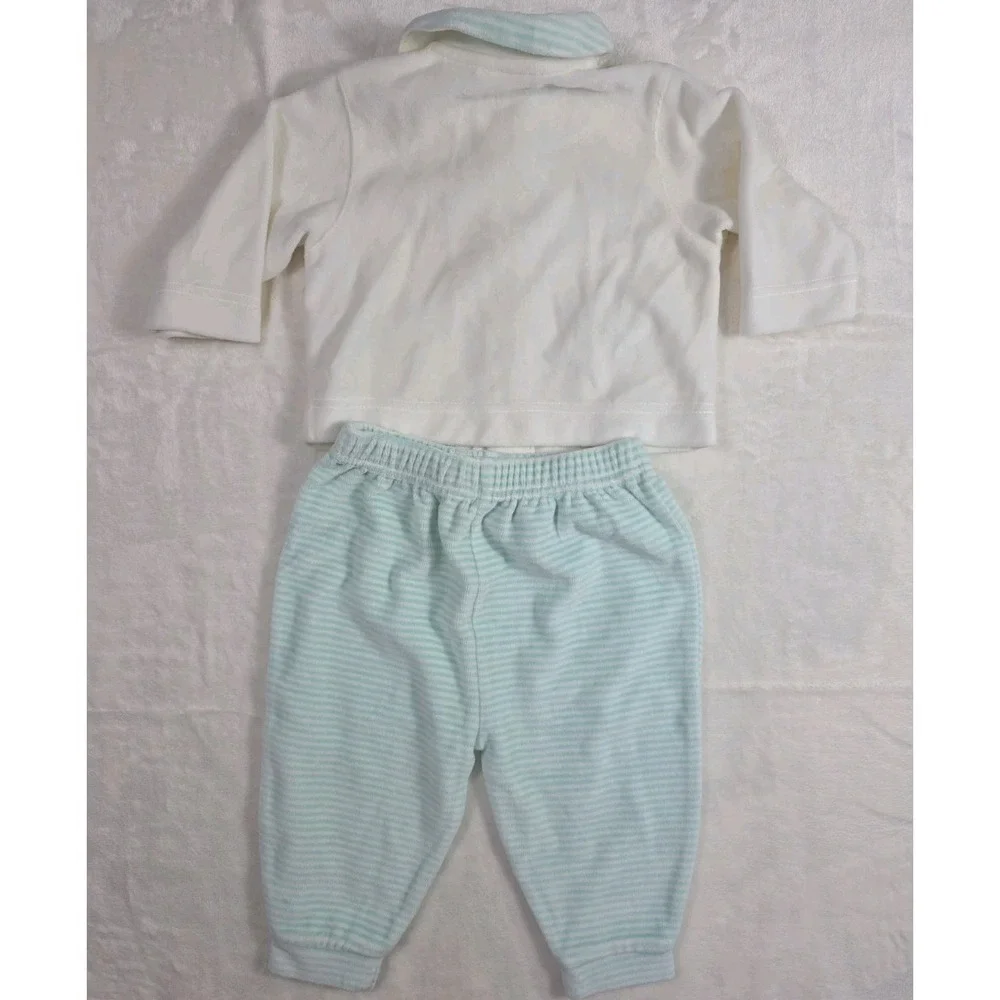 Vintage 80s Tiny Toes Baby Outfit Set 6-9M Mint Striped NWT Style